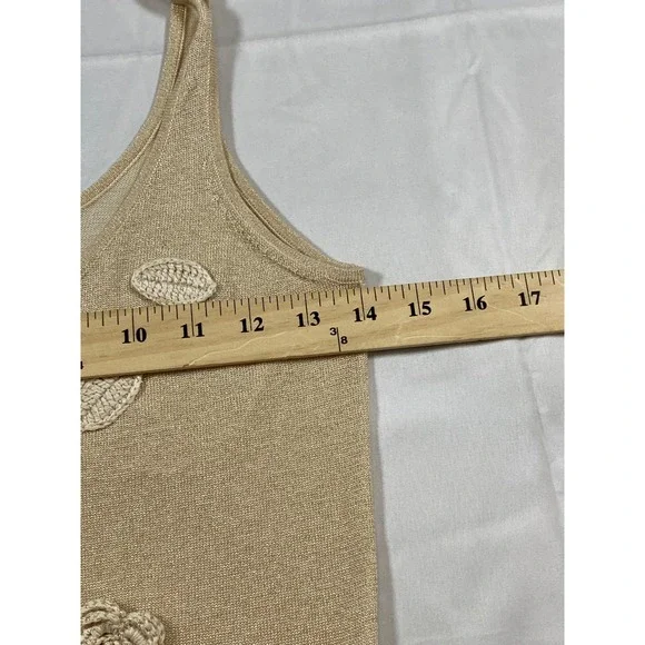 Caroline Constas Gold Metallic Knit 3D Floral Crochet Maxi Dress Medium - Picture 10 of 10